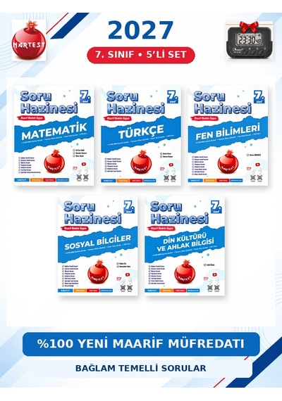 Soru Hazinesi 2027 7.sınıf Tüm Dersler M-t-f-s-d %100 Maarif Model Bağlam Temelli Soru Hazinesi Seti+kronometre