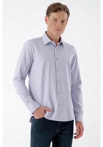 Morven Erkek Lila Dobby Armür Slim Fit Gömlek 23mc004145350 Lila