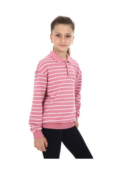 Toontoy Kız Çocuk Çizgili Sweatshirt Gülkurusu