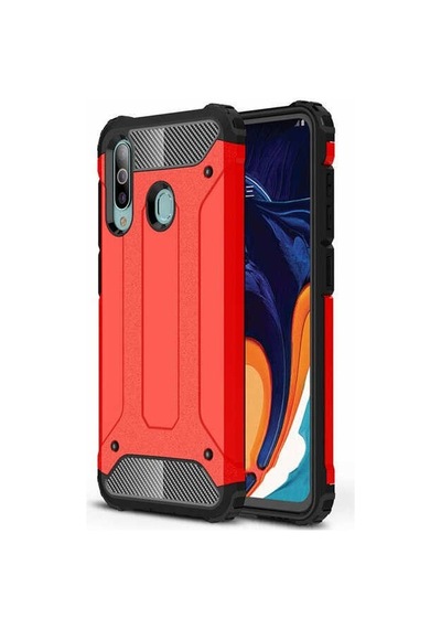 Kilifone - Samsung Uyumlu Galaxy A20s - Kılıf Çift Katman Zırh Tank Crash Military Kapak - Kırmızı
