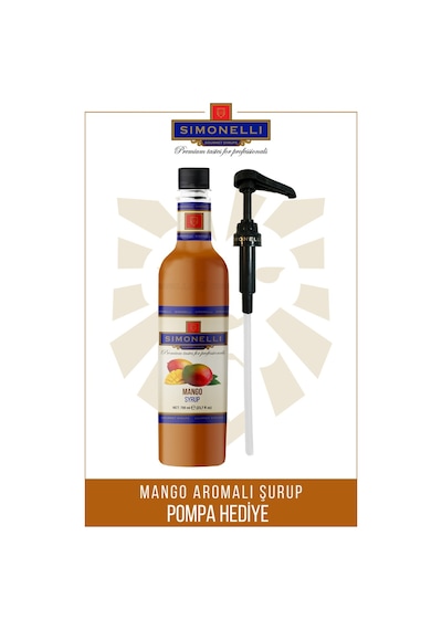 Simoenlli Kahve Şurubu Mango Aromalı 700 ML + Pompa Simonelli