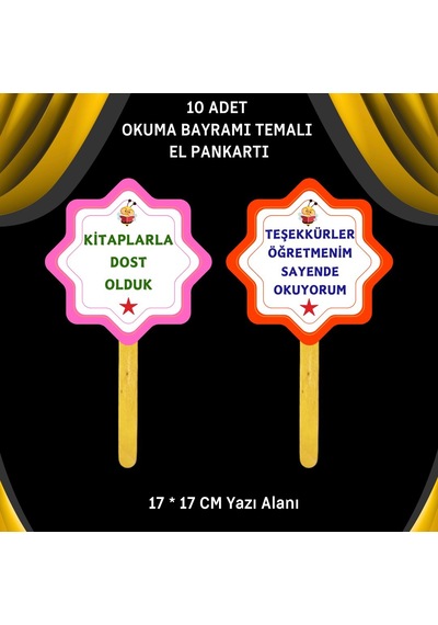 Okuma Bayramı / Şenliği Temalı 10 Lu El Pankartları