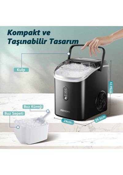 Nugget Granül Taşınabilir Buz Makinesi, Otomatik Temizleme, Hızlı Buz Yapma, Im002