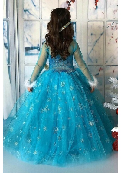 Parti Selesi Frozen Elsa Uzun Kol Kostüm Ve Doğum Günü Parti Seti 16 Kişilik Lüks Set Mavi