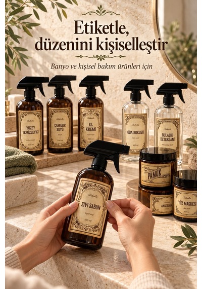 Alubrella 500 Ml 6 Amber Şişe, 2 Şeffaf Sprey Şişe Ve 3 Kapaklı Kavanoz Etiketli Mega Set
