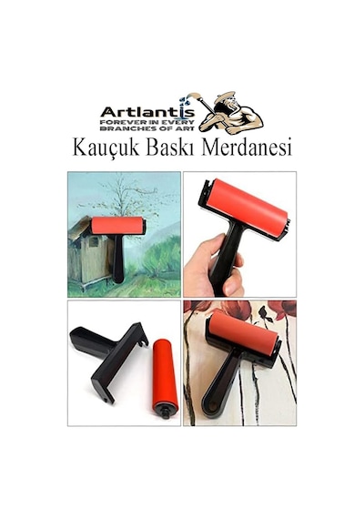 Kauçuk Baskı Merdanesi 20 Cm 1 Adet Plastik Linol Baskı Merdanesi Silindir Rulo Merdane Vinil Baskı Yapıştırma