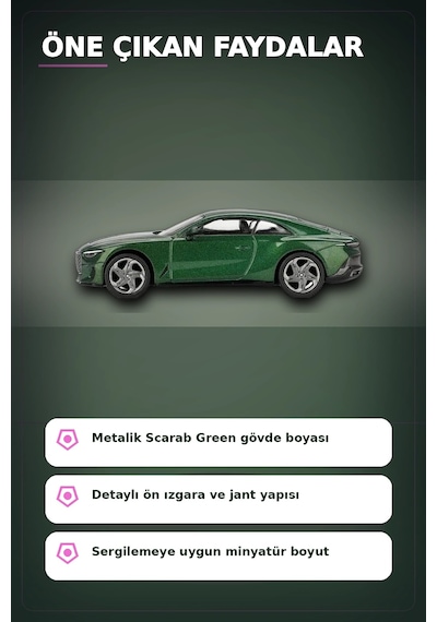 Yeşil Renkli 1/64 Ölçek Bentley Batur Diecast Model Araba - Koleksiyonluk Tekli Paket Bx-313340