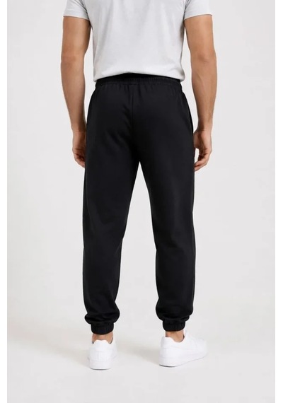 Hazego Erkek İki İplik Beli Lastikli Bağcıklı Regular Fit Jogger Eşofman Altı - Siyah