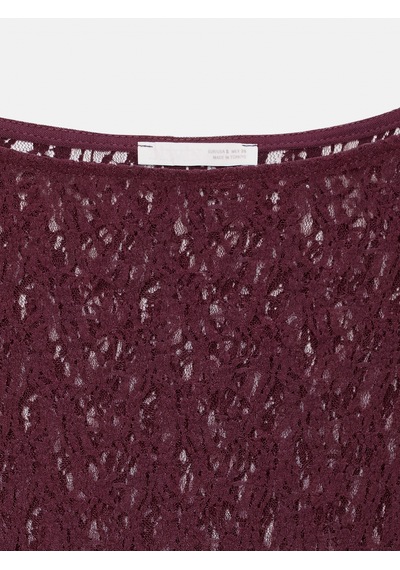 Dilvin 32763 Kayık Yaka Dantel Top-bordo