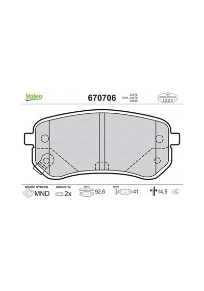 Hyundai Tucson Arka Fren Balatasi 2005-2020 Valeo 670706