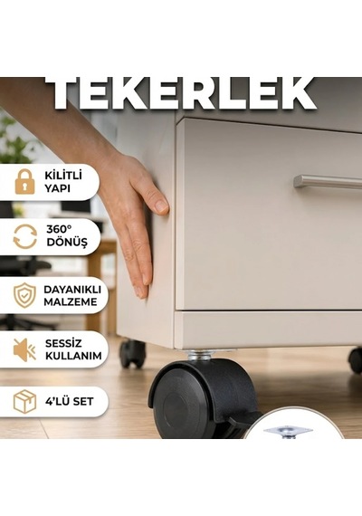 6 Cm Kilitli Mobilya Tekerleği 4 Lü Set 360 Döner Kolay Kurulum Çok Renkli