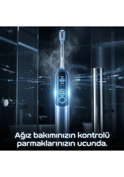 Neutron Şarjlı Sonik Diş Fırçası, Dijital Ekranlı Şarjlı Diş Fırçası Siyah Şarjlı