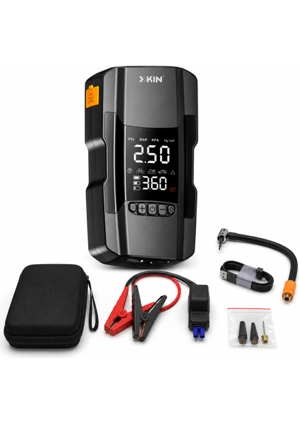 Xkin 4in1 Akü Takviye Cihazı 10.000 Mah Powerbank Özellikli Çantalı Hava Kompresör