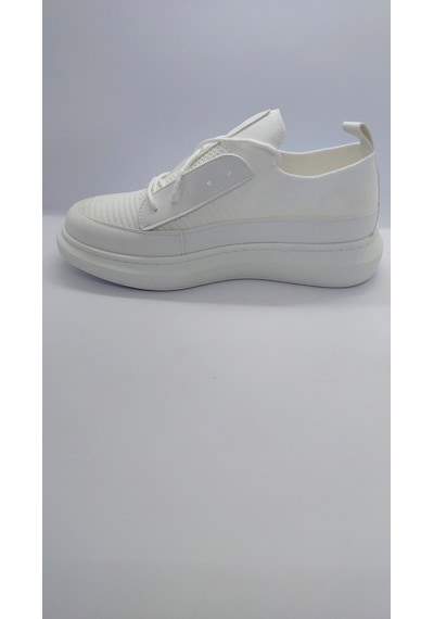 Tarzbu Kuback Rahat Taban Beyaz Triko Ayakkabı Yüksek Taban Sneaker Beyaz