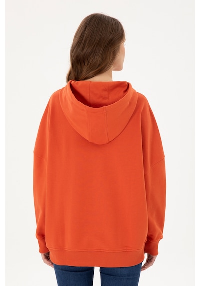 U.S. Polo Assn. Kadın Kiremit Kapüşonlu Basic Sweatshirt 50297324-VR031