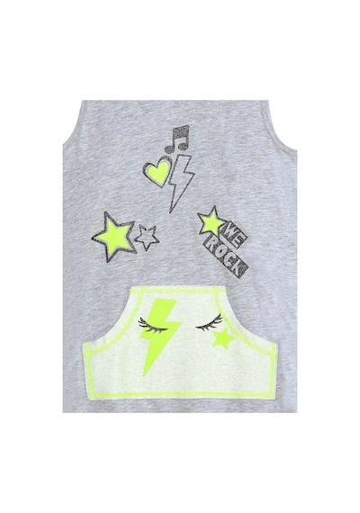 Denokids Mshb&g We Rock Gri Melanj Kapüşonlu Kız Çocuk Elbise Gri