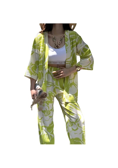Alt Üst Takım Kimono- Desenli-yeşil