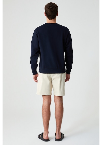 Grımelange Bonell Erkek %100 Pamuk Relaxed Bisiklet Yaka Uzun Kollu Lacivert Sweatshirt Lacivert