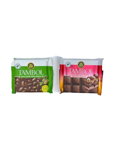 Tambol Antep Fıstıklı Sütlü Çikolata + Çilek Milföy Dolgulu Sütlü Çikolata
