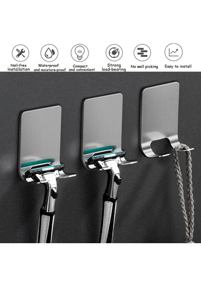 2'li Paslanmaz Çelik Metal Banyo Jilet Ve Traş Bıçağı Tutucu, Kendinden Yapışkanlı, Çift Askılı, Delme Gerektirmez, Su Geçirmez, Nemli Ortama Dayanıklı, Fayans, Mermer, Cam, Ahşap Uyumlu Gümüş 2'li Paslanmaz Çelik Metal Banyo Jilet Ve Traş Bıçağı Tutucu, Kendinden Yapışkanlı, Çift Askılı, Delme Gerektirmez, Su Geçirmez, Nemli Ortama Dayanıklı, Fayans, Mermer, Cam, Ahşap Uyumlu Gümüş
