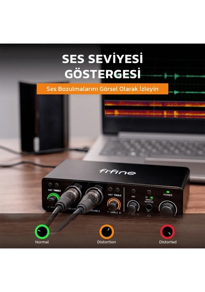 Fifine Ampli 3 Usb Stüdyo Ses Kartı 2 Giriş 2 Çıkış 24bit/192khz Windows/mac/ıos/android
