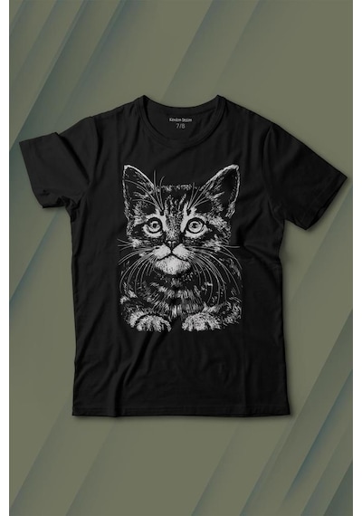 Kendim Seçtim Siyah Kedi Black Cat Çizim Baskılı Tişört Çocuk T-shirt 001