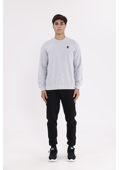 Rowinger Minimal Logolu Bisiklet Yaka Ribana Manşetli Rahat Kalıp Mevsimlik Sweatshirt Grey