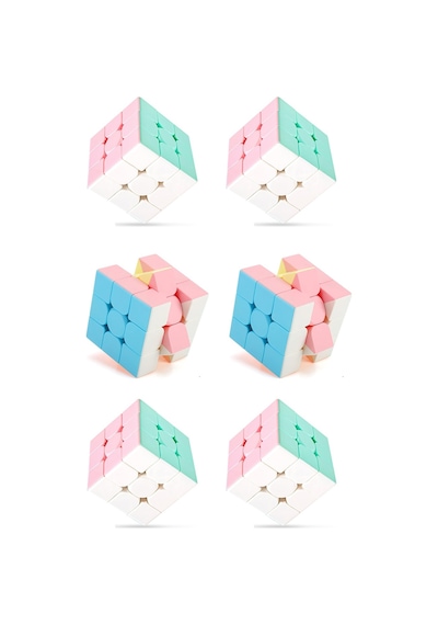 6 Adet Speed Cupe Rubik Küp Zeka Küpü 3x3 Pastel Renkler Hız Küpü,fidget Oyuncak Seyahat Zeka Oyunu