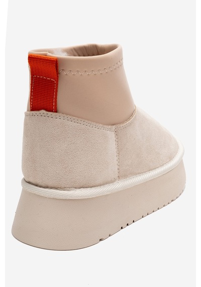 Luvishoes Luvi Shoes Ovar Bej Süet Scuba Platform Tabanlı Kadın Bot Bej