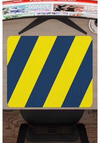 Sarı Lacivert 48x40 Xl Taraftar Gaming Oyuncu Mouse Pad Kaymaz Taban Büyük Klavye Fare Altlığı Şerit