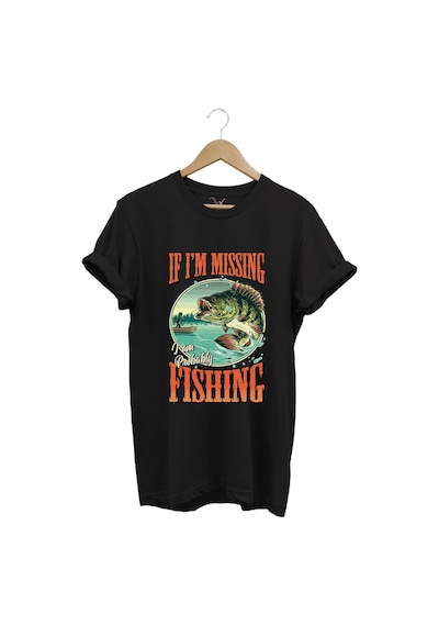 Balıkçı Fishing Vintage Poster Baskılı Regular Fit %100 Pamuk Siyah T-shirt Siyah