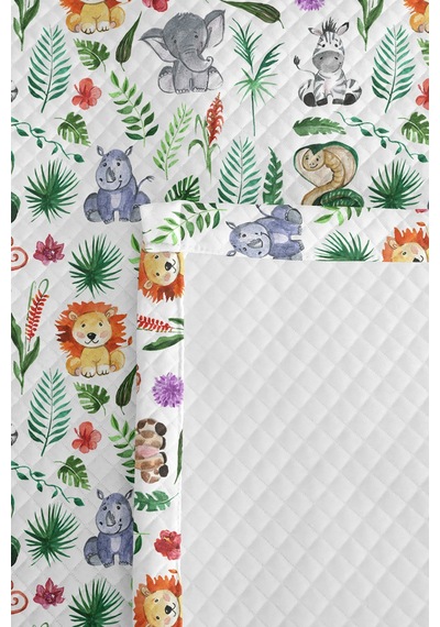 Evimde Bambaşka Yeşil Safari Erkek Çocuk Tek Kişilik Pike Takımı - Tropikal Renkli 160x220 CM Kapitone Yatak Örtüsü Evimde Bambaşka Yeşil Safari Erkek Çocuk Tek Kişilik Pike Takımı - Tropikal Renkli 160x220 CM Kapitone Yatak Örtüsü