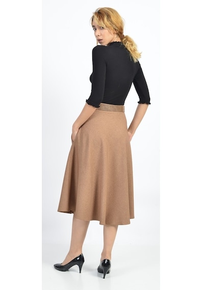 Soralline Bayan Kışlık Kloş Etek 75 Cm Boyunda 780 Vizon Vizon