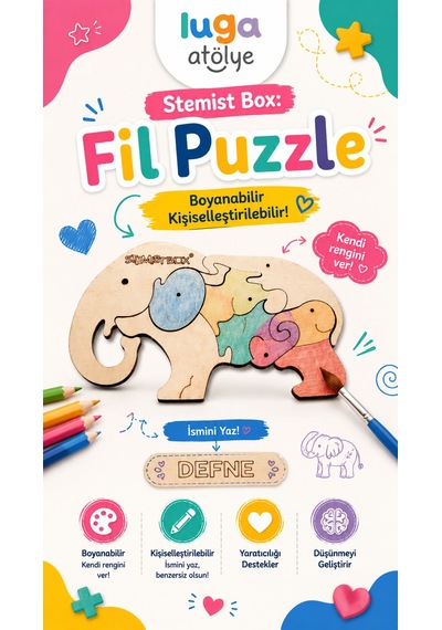 Stemist Box: Fil Puzzle Ahşap
