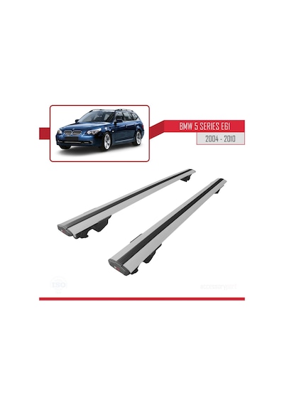 Bmw 5 Serisi E61 2004-2010 Arası İle Uyumlu Hook Model Anahtar Kilitli Ara Atkı Tavan Barı Gri