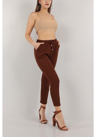 Vioshine Kadın Beli Lastikli Cepli Havuç Kalıp Pantolon-koyu Kahve Koyu Kahverengi Vioshine Kadın Beli Lastikli Cepli Havuç Kalıp Pantolon-koyu Kahve Koyu Kahverengi