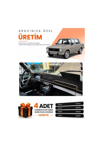 Tofaş Murat 124 1971-1977 Uyumlu Torpido Koruma Örtüsü Oto Kılıfı - Siyah Bej