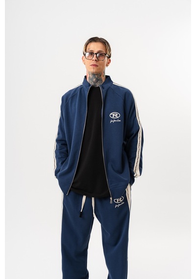 Respire Erkek Ffb Şerit Detaylı Dik Yaka Doubleface Zip Oversize Sweatshirt Lacivert