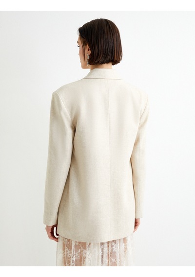 Koton Blazer Ceket Fleto Cepli Kırık Beyaz 4sak50141uw Ekru