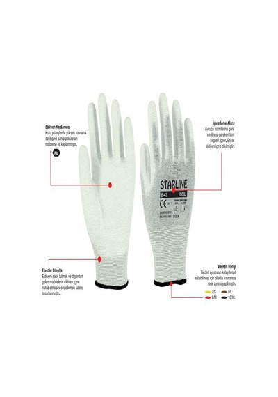 Starline E-42 Antistatik Pu Eldiven Beden 9 Numara