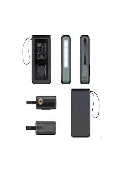 Exenar - Siyah - Akü Takviye Cihazı Hava Pompası 150psi Powerbank 8000mah 1000a Jump Starter Marş Basma Led Fenerli