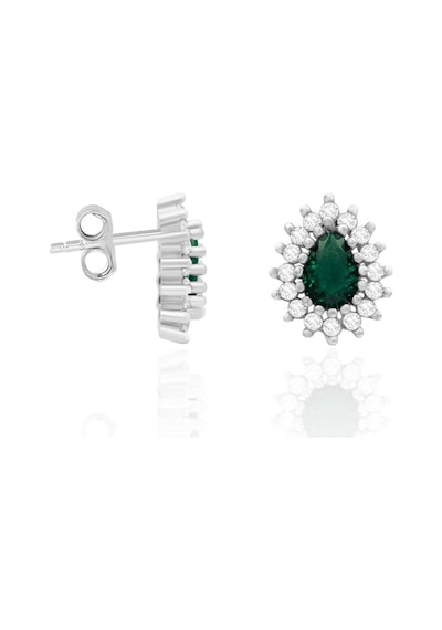 Kadın Gümüş Set Zümrüt Taşlı Kolye Küpe İkili Set 925 Ayar St119 Gümüş