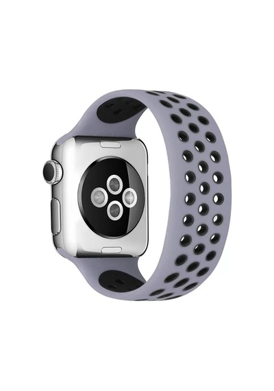 Newface Apple Watch 38mm Ayarlı Delikli Silikon Kordon - Gri-siyah