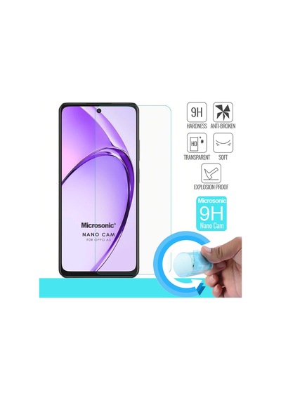 Oppo A3 Nano Glass Cam Ekran Koruyucu A3 İle Uyumlu Ekran Koruyucu - Şeffaf