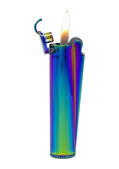 Clipper Metal Benzinli Çakmak - Icy Rainbow Özel Metal Kutulu Mavi