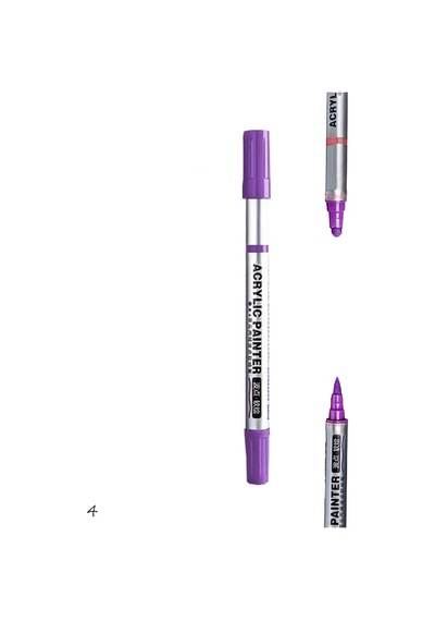 Çift Taraflı Akrilik Marker Kalemi - 1 Adet- Lila Karışık