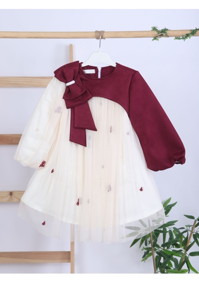 Xo Kids Bordo Kollu Fiyonk Detaylı Çiçek İşlemeli Tüllü Kız Çocuk Elbise 4-10 Yaş 4419 Ekru Xo Kids Bordo Kollu Fiyonk Detaylı Çiçek İşlemeli Tüllü Kız Çocuk Elbise 4-10 Yaş 4419 Ekru