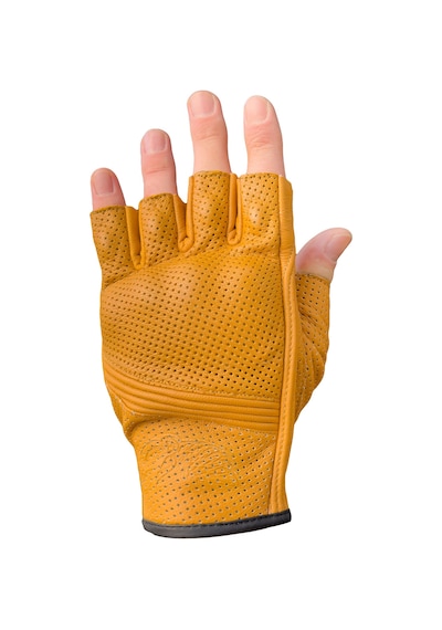 Fingerless Flx Leather Yellow Korumalı Motosiklet Deri Eldiveni