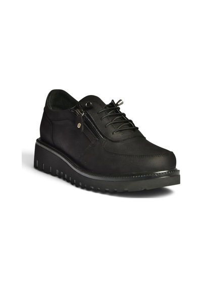 Fox Shoes U555040401 Siyah Hakiki Deri Nubuk Kadın Ayakkabı