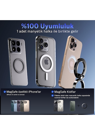 Bix Tch02 Vakumlu 360 Derece Ayarlanabilir Cam Torpido Ön Panel Uyumlu Manyetik Araç Telefon Tutucu 1 Adet